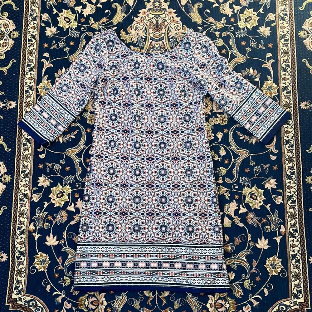 AB Studio orange and blue patterned dress